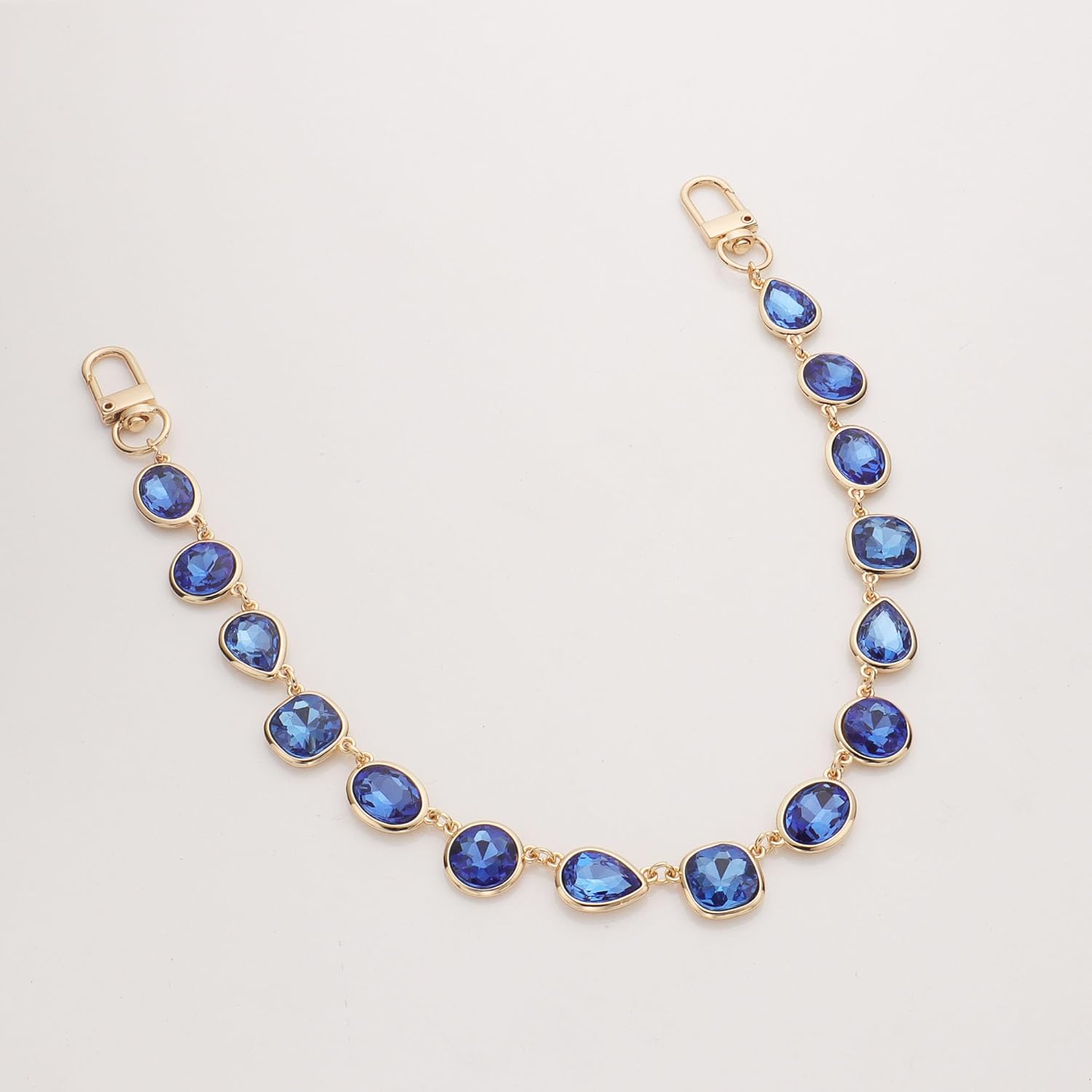 Plated Gold Clear Pink Blue Emerald Multicolor Gemstone Keychain Charms Chain for Handbag - Image 5