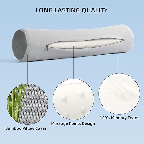 Miniatura 3 de urnexttour Paquete de 2 almohadas cervicales para el cuello, almohada de espuma viscoelástica para apoyo de cuello redondo para dormir, almohada de