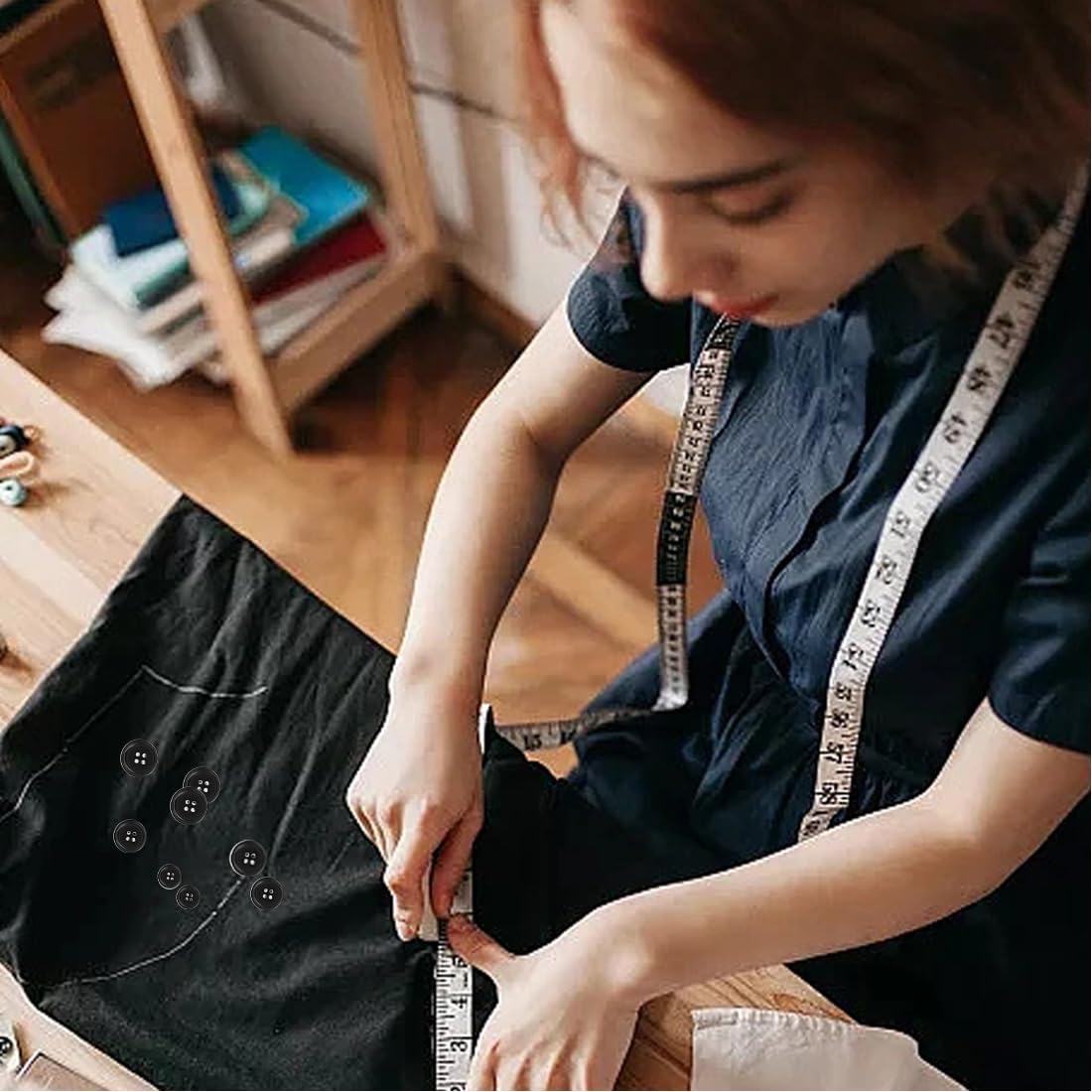 100 Bottoni Neri Rotondi &Oslash;20x3 Mm | Plastica Con 4 Fori | Per Cucito, Maglia, Decorazione