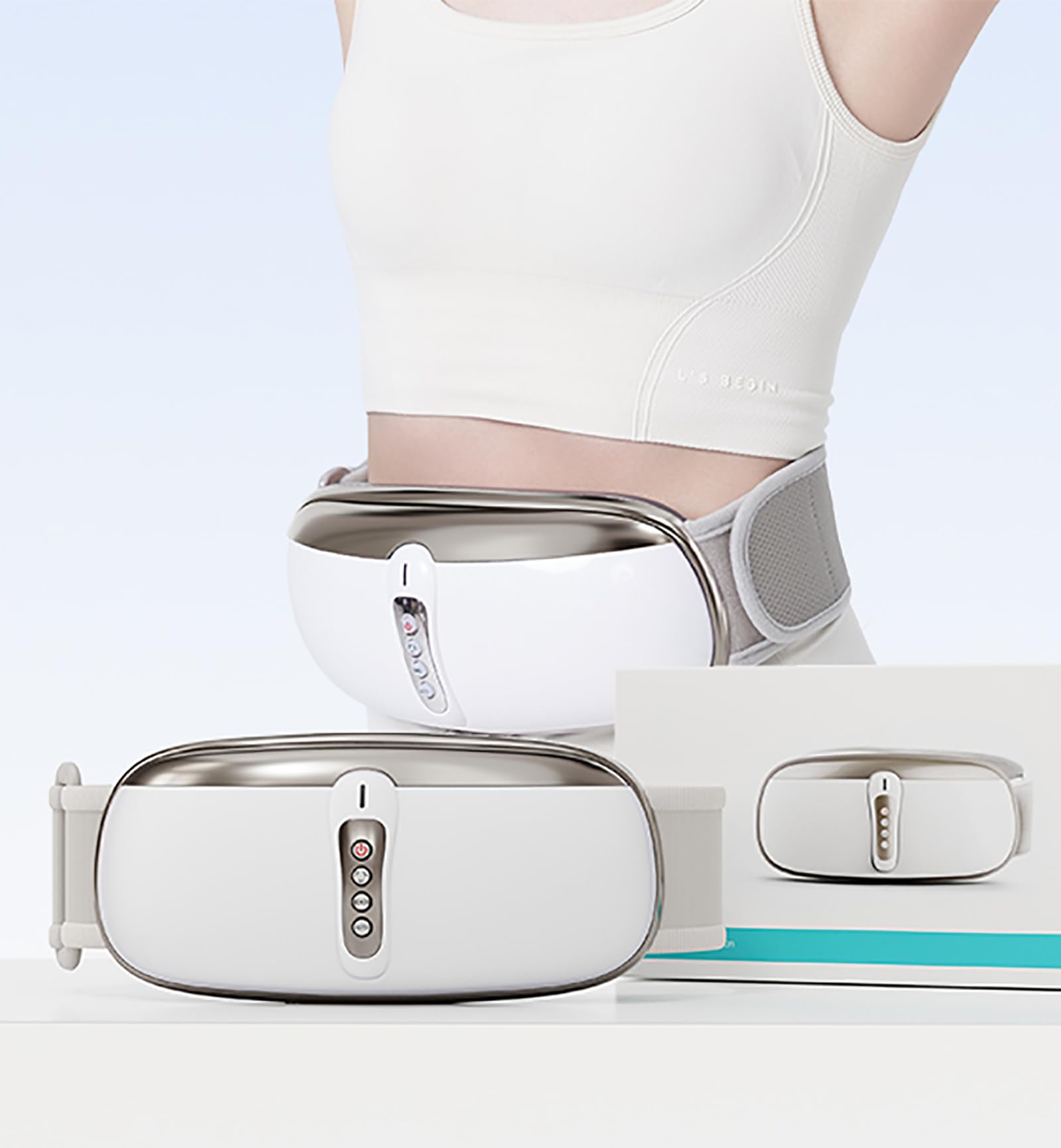 Bauchweggürtel mit elektrischer Bauchmassage, einstellbare Intensitäten, vergrößerte Massageplatte für Rückenentlastung und Körperabnehmen