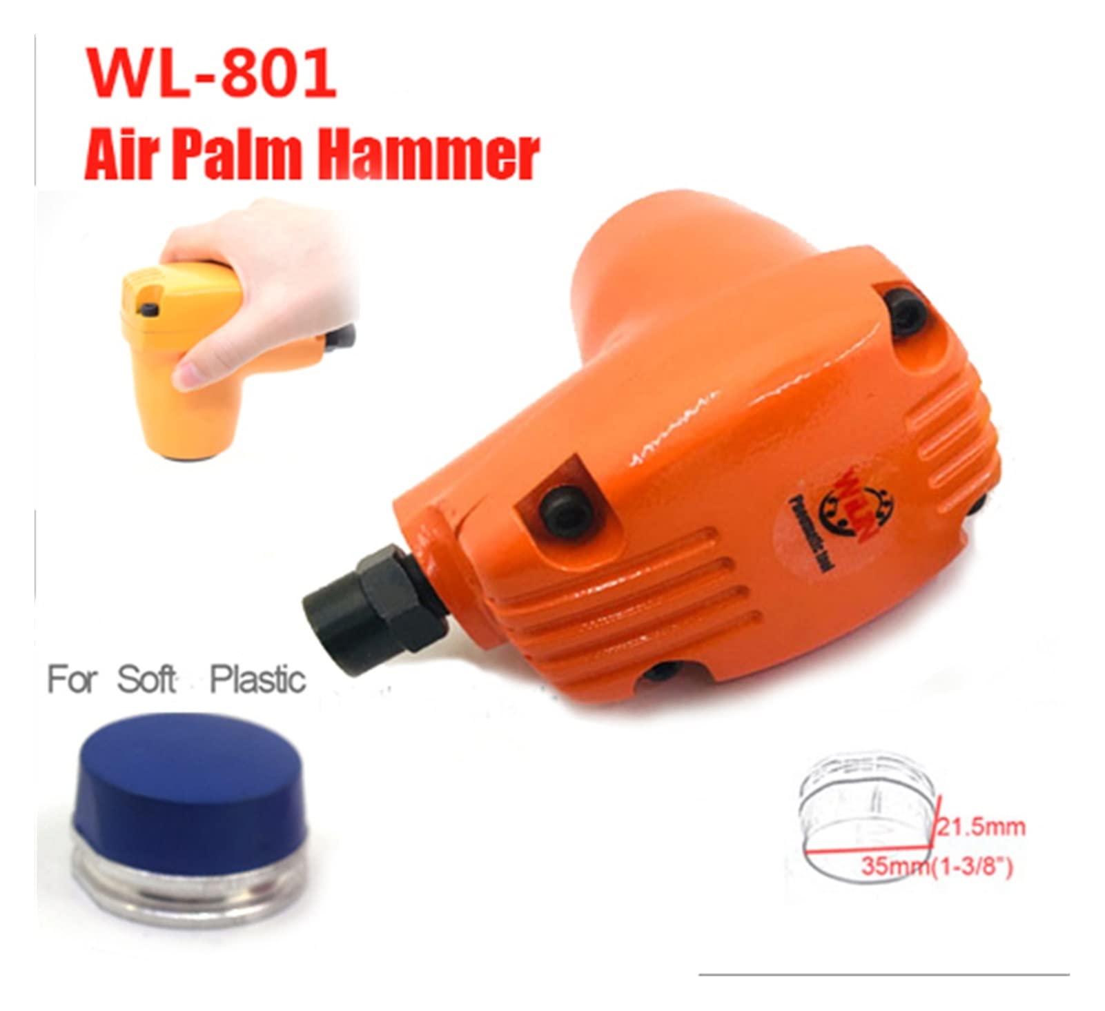 Martillo neumático Herramientas de aire neumático Palmera de mano Knock Beat Strike Hammer Scaler Up-801(Hammer and 4pcs head)