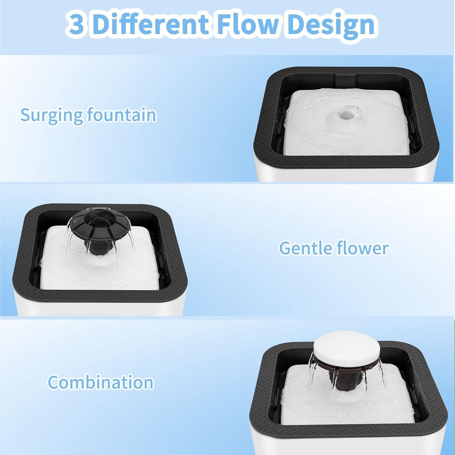 GION Cat Dog Water Fountain Water Dispenser 2.5L Automatic Pet Water Dispenser with 2 Carbon Filter Pad, Pet Drinking Fountain Quiet Filter for Cats and Small Dogs (1Pcs) 3
