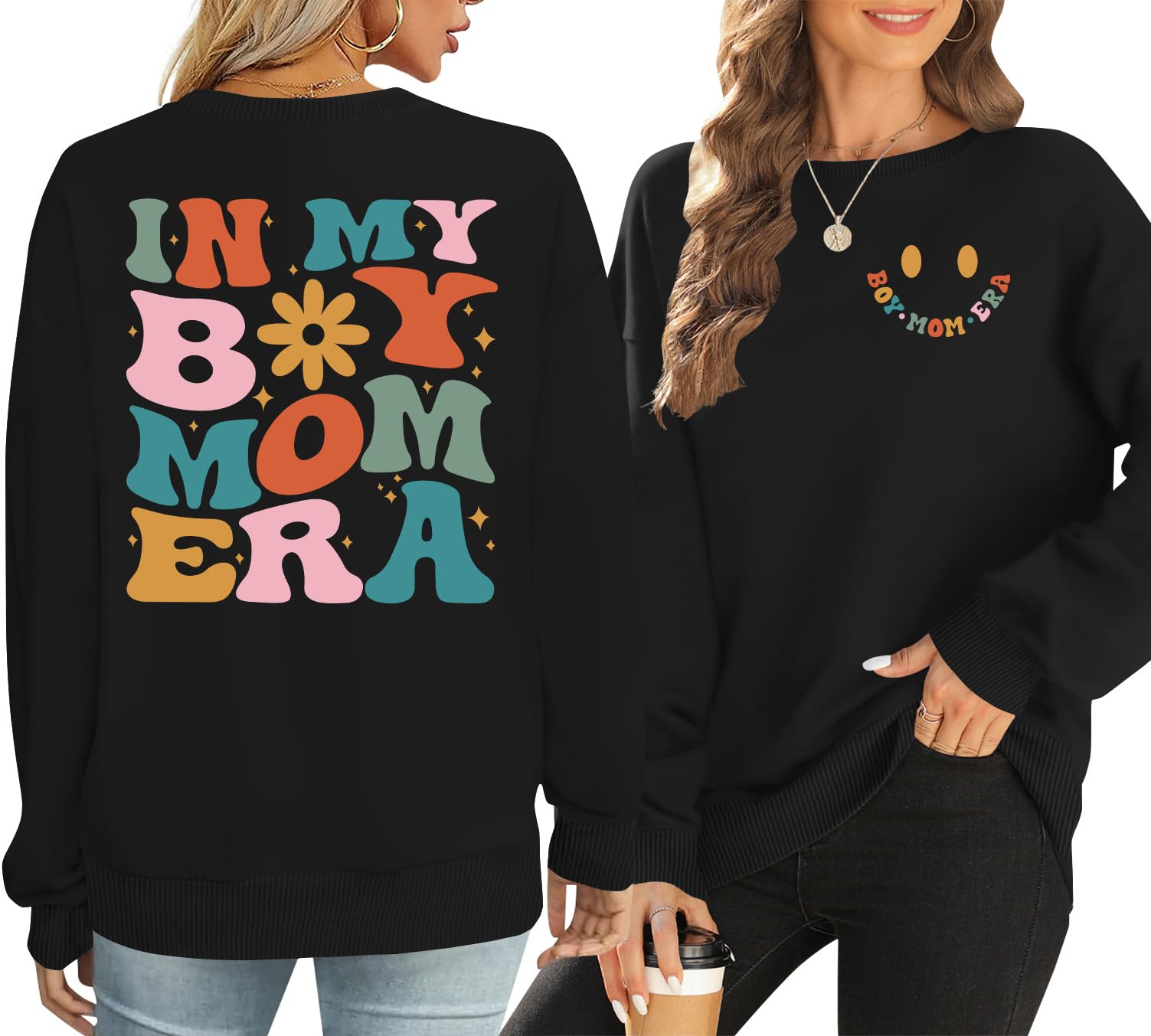 ELDPS Mama Sweatshirt: Boy Mom In My Era Funny Mom Life Crewneck Pullover Top