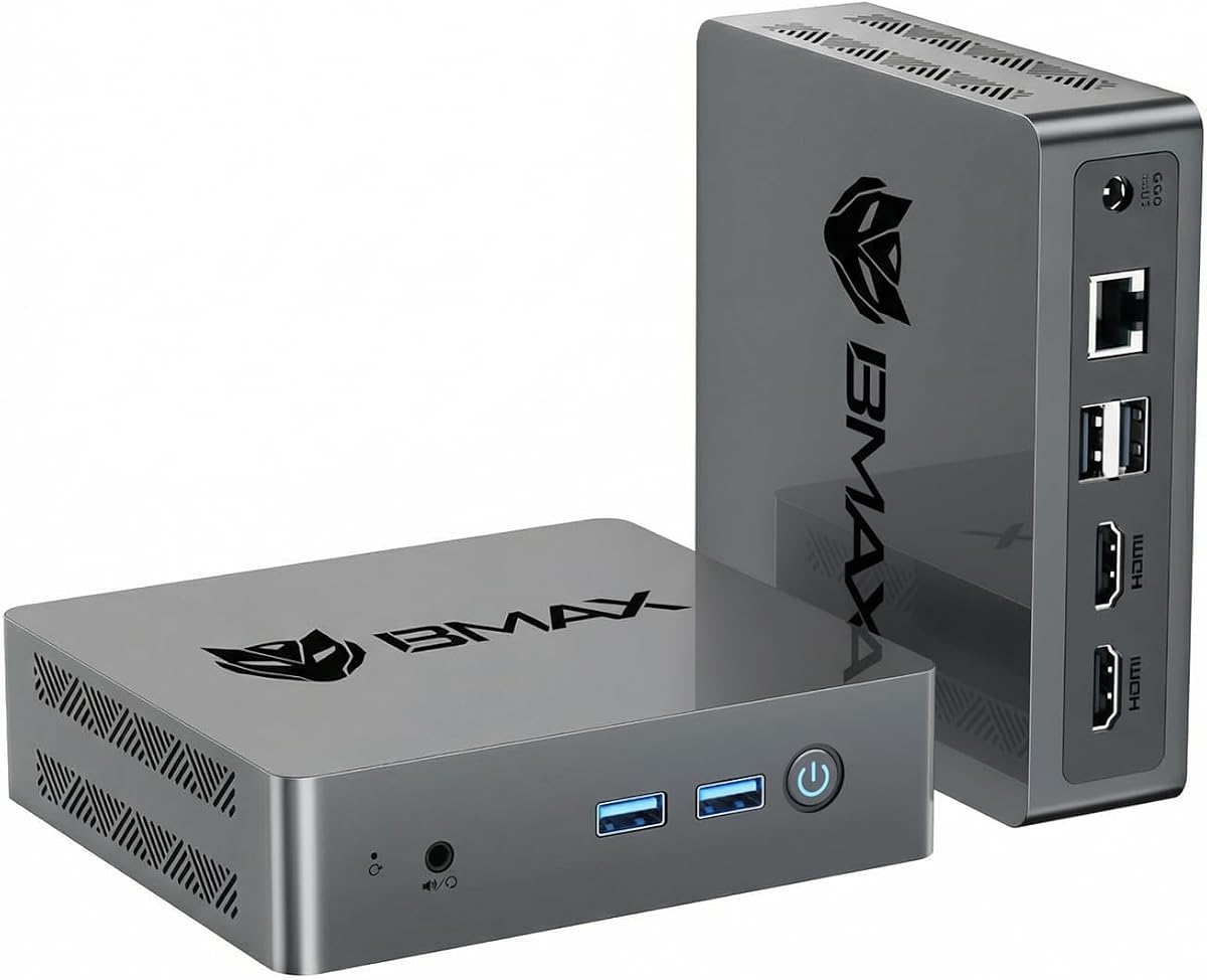 Bmax Mini PC Computer, Intel N4500 Processor(Turbo 2.8GHz) 8GB RAM 256GB M.2 SSD Mini Desktop Computer with VESA Mount for Office Home Business HTPC Proxmox, Dual 4K Display, WiFi 5, Win11 Pro B3 Pro