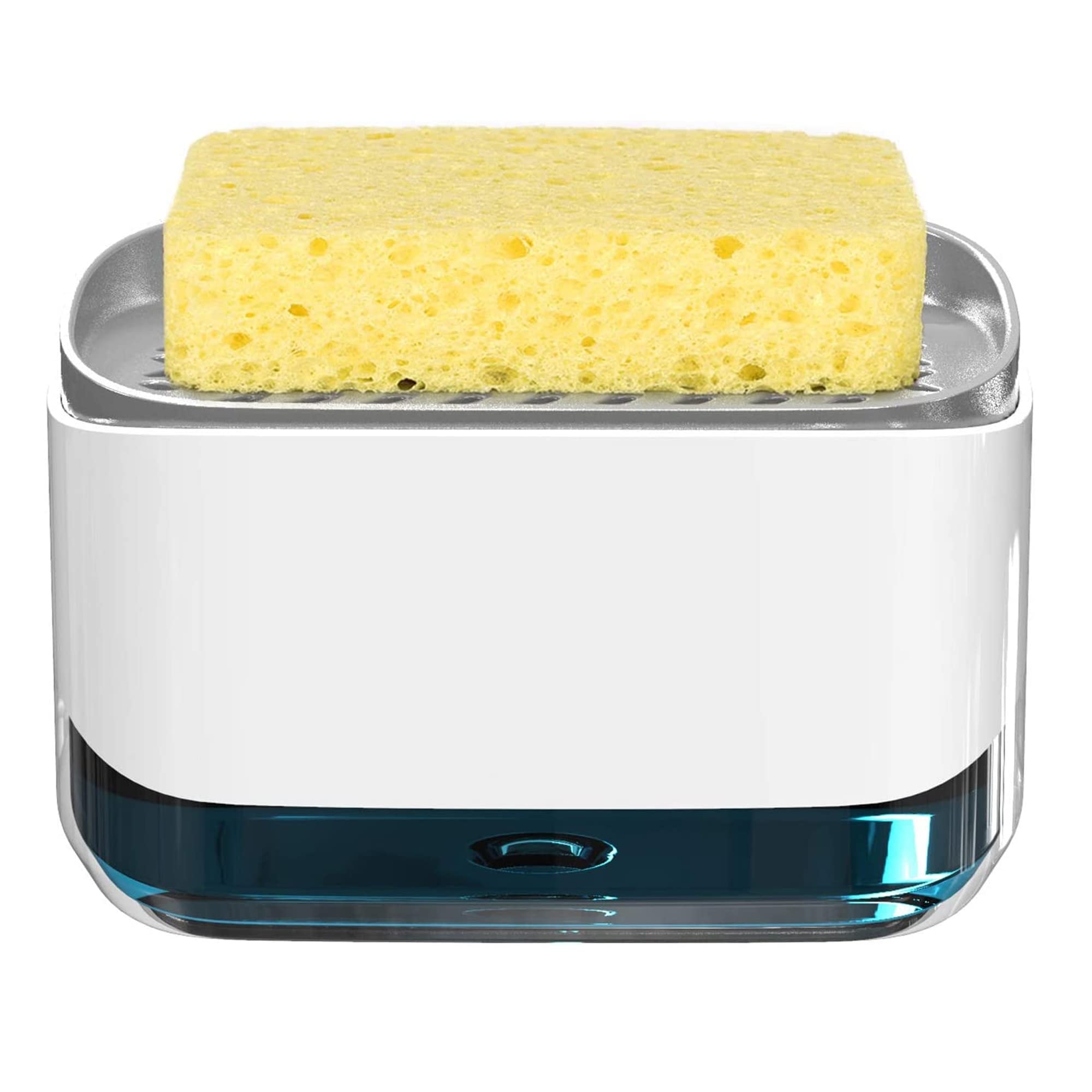 Sulfar Kitchen Soap Dispenser with Sponge Holder | 2-in-1 Dish Soap Pump Dispenser for Sink Countertop | 12.5oz Capacity