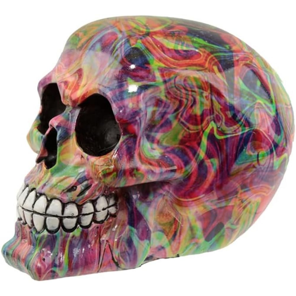 Rainbow Marble Effect Skull - Gift Boxed