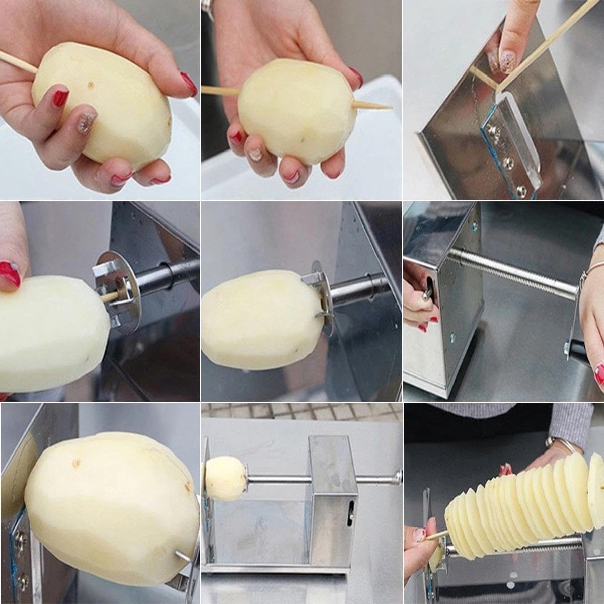 Spiralschneider Kartoffel,spiralschneider,Aus Edelstahl Gefertigt, Eignet Es Sich Sowohl Zur Herstellung Von Tornado-Kartoffelchips Als Auch Zum Schneiden Von Kartoffeln, Obst Und Gemüse.
