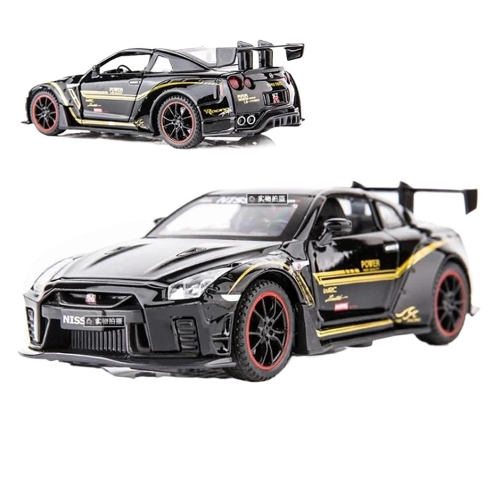 Skala Gotowy Model Samochodu 1:32 Dla Nissan Skyline Ares GTR R34 Sports Diecasts Metalowy Model Samochodu Wysoka Symulacja Wyciągnij Samochód Miniaturowa Replika Samochodu (Kolor: Czarny