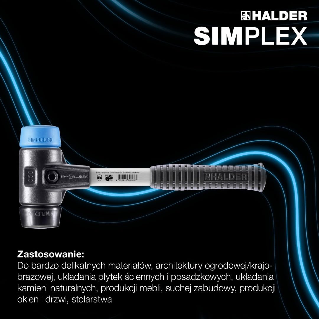 Halder 3712040"Simplex" TPE-Soft/Rubber Soft-Ft-Face Mallet ze wzmocnioną obudową ze staliwa, wielokolorowy, 40 mm