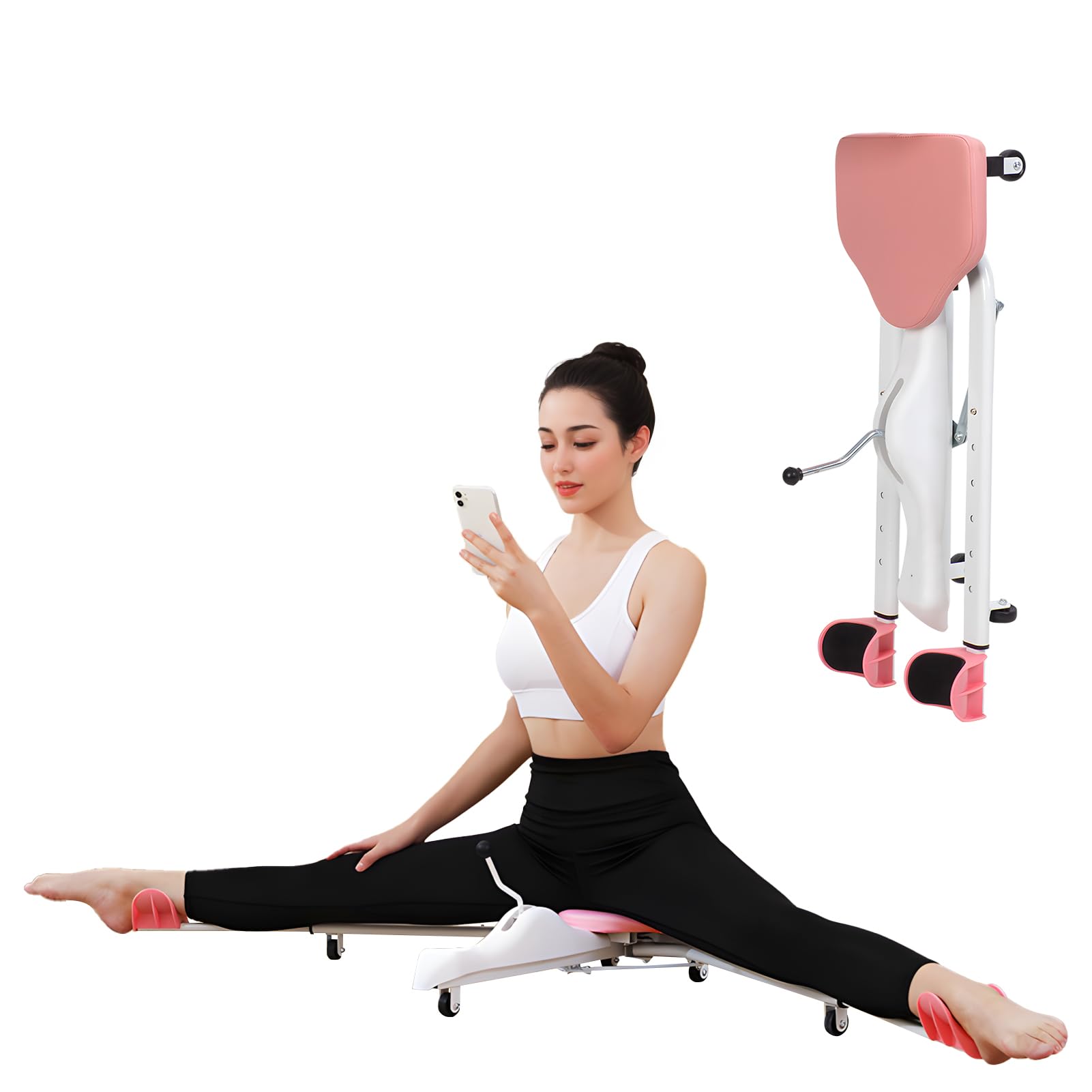 Split Machine, Leg Stretcher Machine for Flexibility Training, Adjustable Split Trainer Equipment for Yoga Ballet Dance Gymnastics Martial Arts Home Use, Fitness Gear Home (Pink)