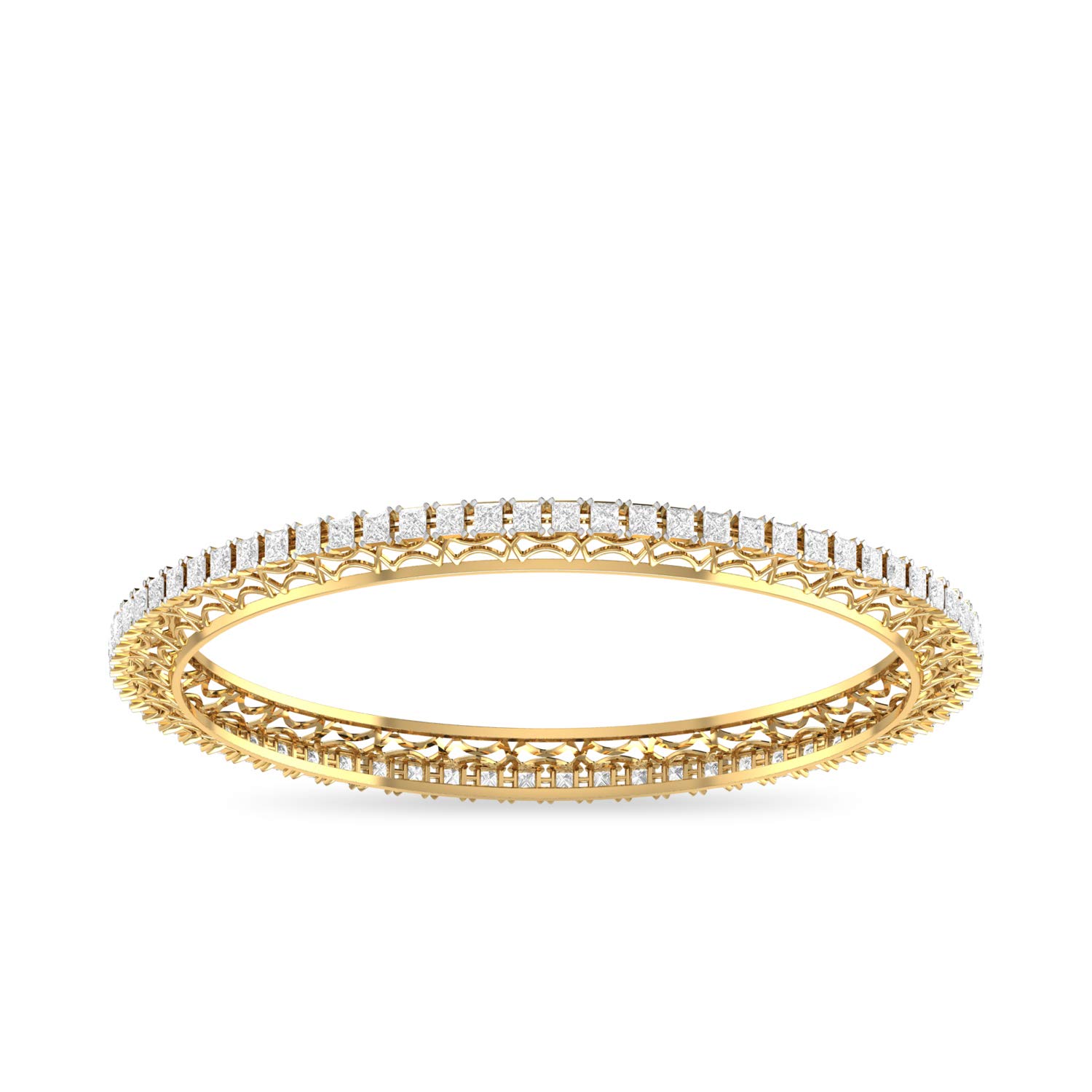 14k (585) Yellow Gold and Solitaire Bangle for Women