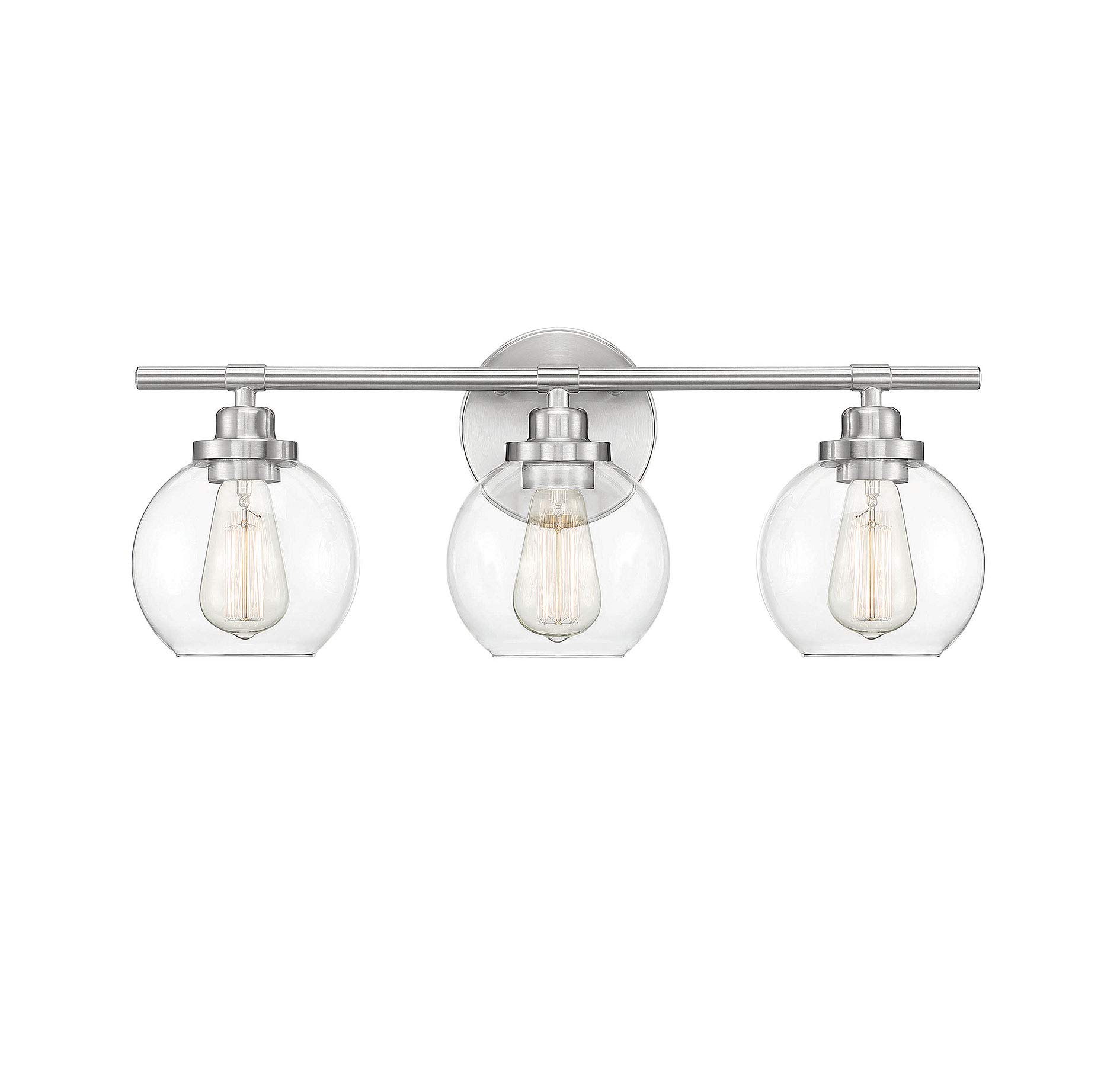 Savoy House 8-4050-3-SN Carson Mid-Century Modern Clear Glass Bathroom Vanity, 3-Light 180 Total Watts, 9
