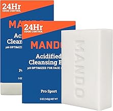 Mando Acidified Cleansing Bar - 24-Hour Odor Control - Removes Odor Better than Soap - Moisturizing Formula - SLS Free, Paraben Free - Safe For Sensitive Skin - Pro Sport