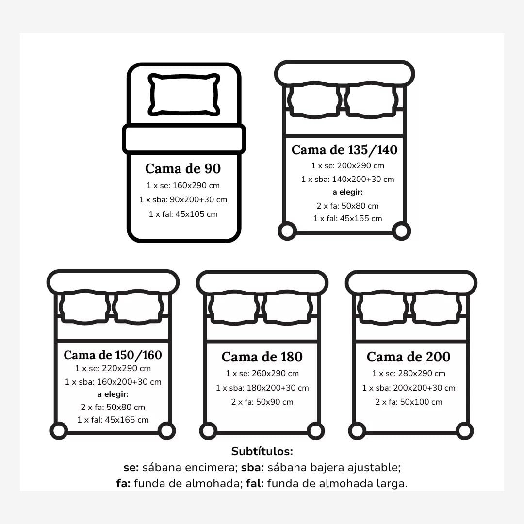 Sábanas con Vivo 310 Blanco - 180 Hilos - 100% Algodón - Cama 150/160 2 Almohadas 50 x 80 cm - Fabricado Portugal