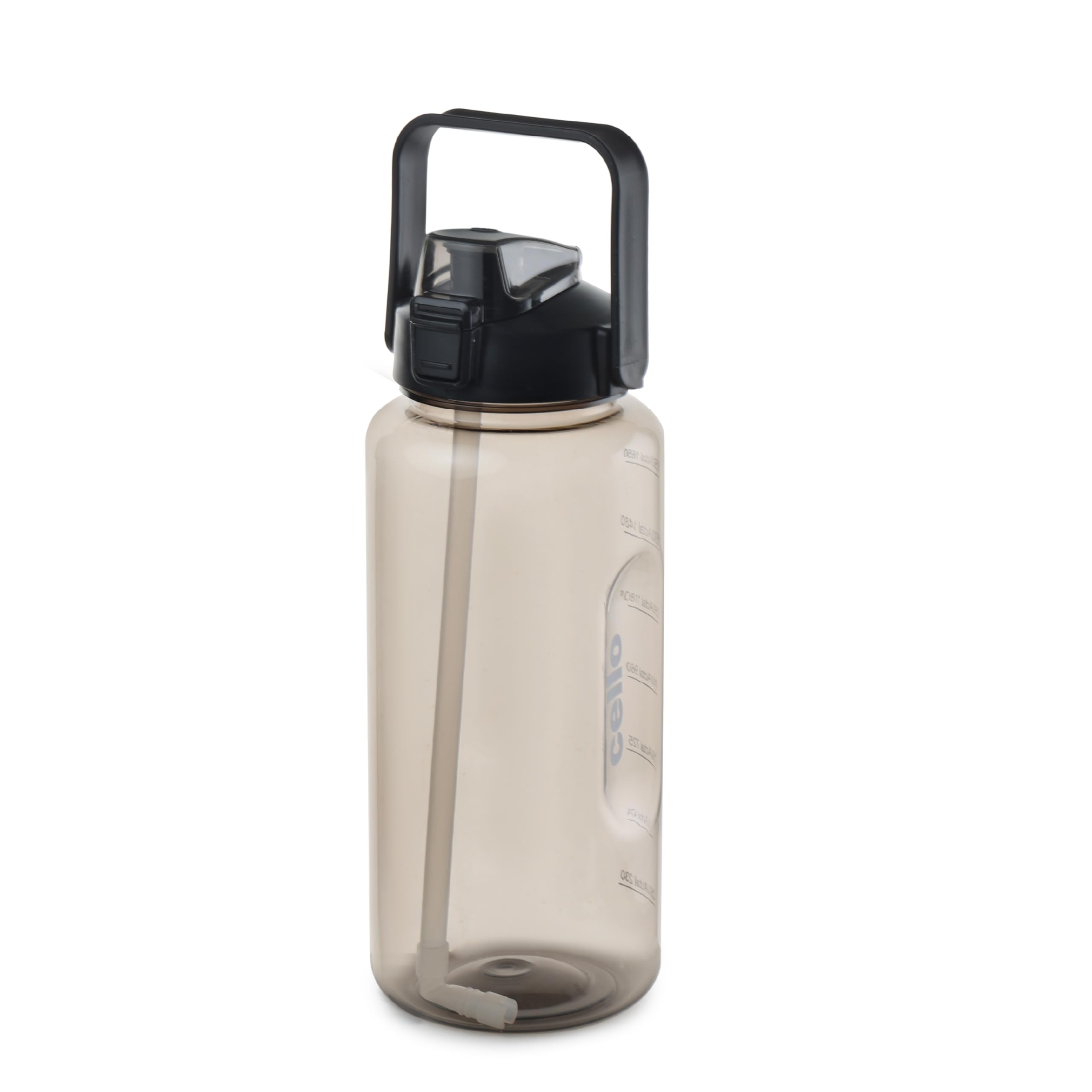 CELLO Gym Pro Large Inner Straw Sipper Water Bottle For Daily Use 2080 ml, Black | BPA Free, Reusable & Unbrakable Leakproof Easy to Carry with Handle Water Bottle For Fitness, Gym, Office & Outdoor