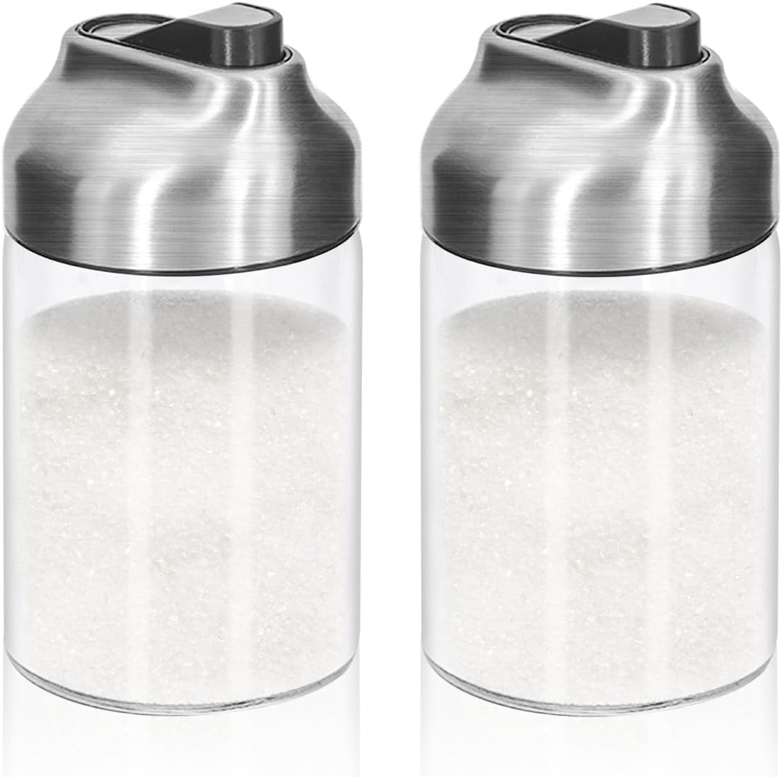 Aelga Glass Sugar Dispenser with Pour Spout, Weighted Pourer, for Coffee, Tea and Baking (2 Pack)