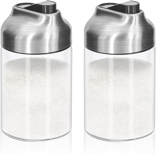 Aelga Dispensador de azúcar de vidrio con boquilla de vertido, vertedor pesado, para café, té y hornear (paquete de 2)