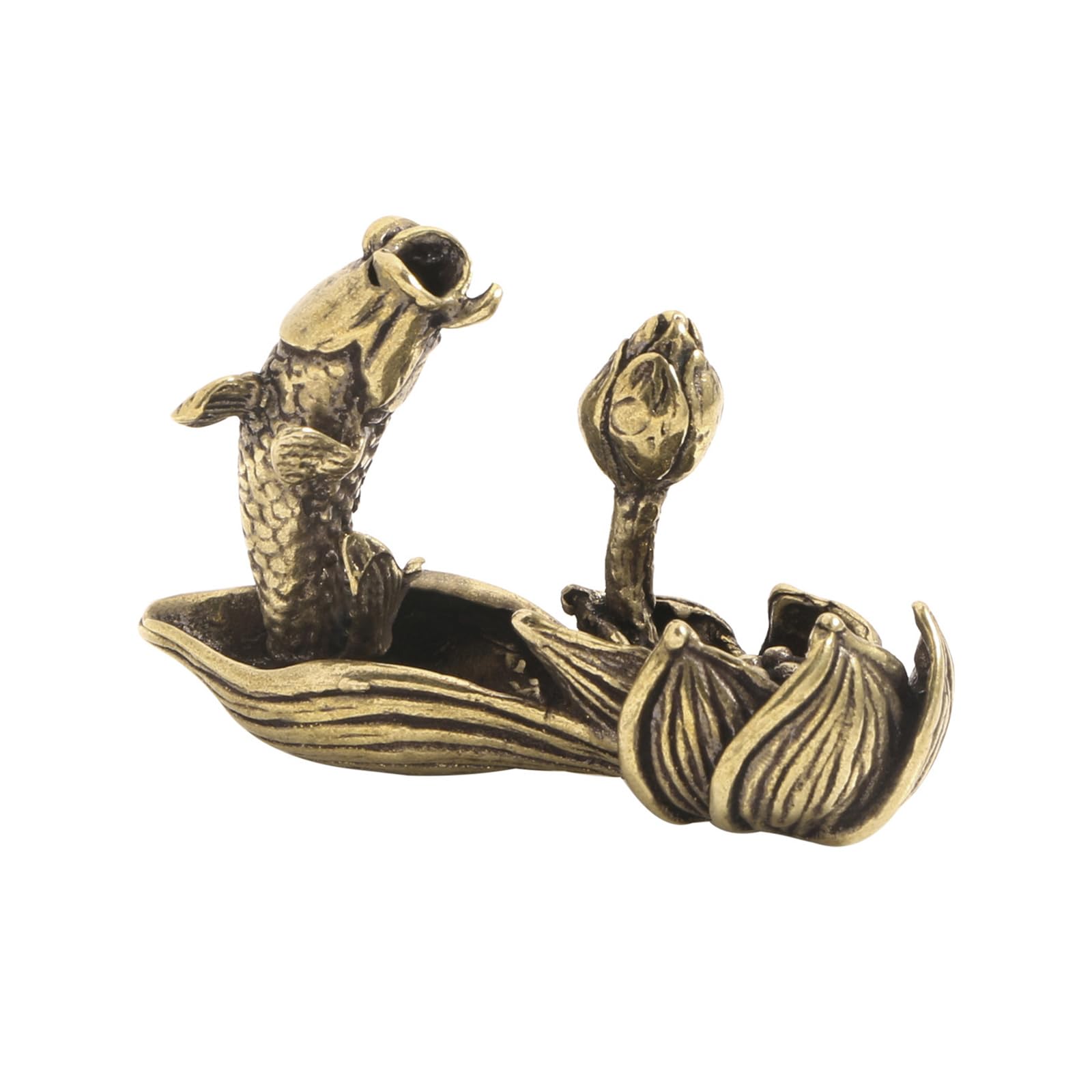 Nucelit Meditations Alloy Incenses Stick Stand with Flower and Carp Fish Figurine for Antique Home Decors Living Room Study Alloy Incenses Stick Burners