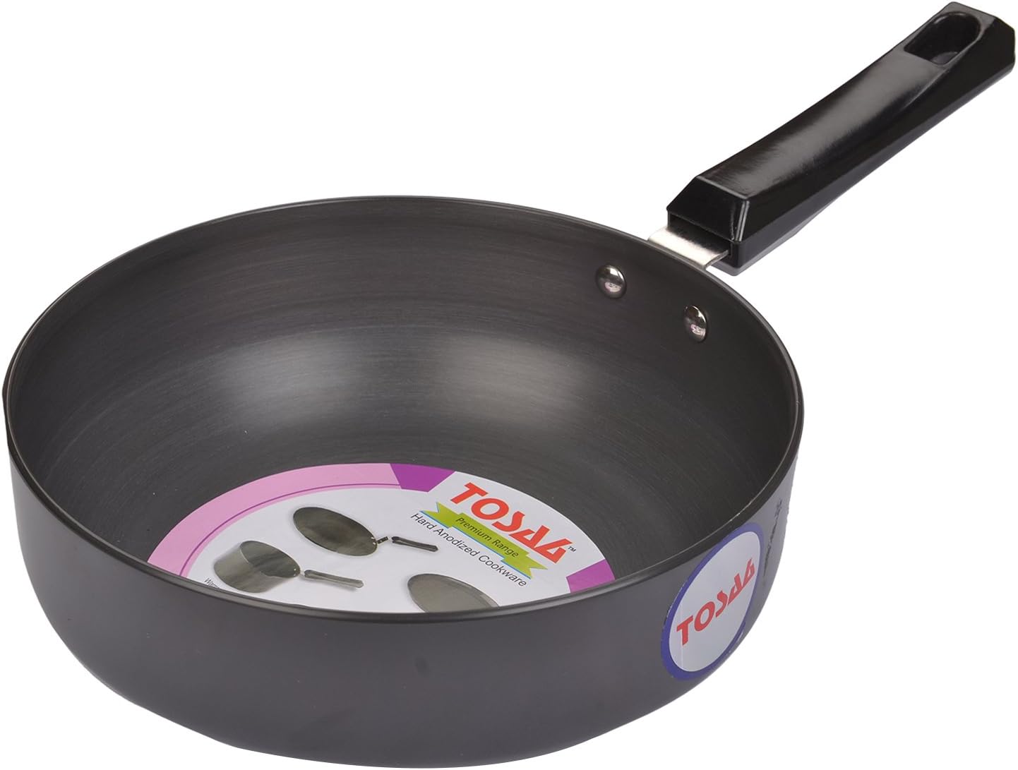 Tosaa Premium Hard Anodised Deep Fry Pan, 215mm, Black