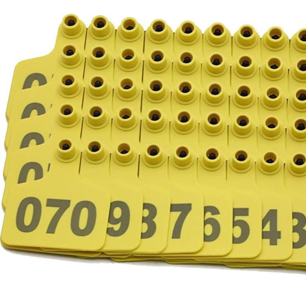 Identyfikacja zwierząt gospodarskich, numery na uszy świni, owcy i kozy duże koło 3cm*3cmniebieski 101-200(7.5cm*6cm(2.95in*2.36in),Yellow 301-400)