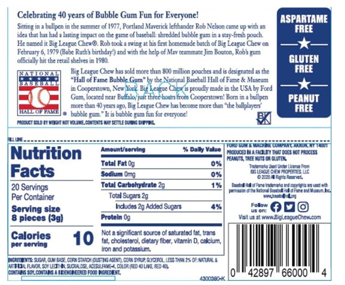Miniatura 4 de Big League Chew Outta Here Original Shredded Bubble Gum, 2.12 onzas, paquete de 3 con adhesivo Exit 28 Bargains - Chicle original