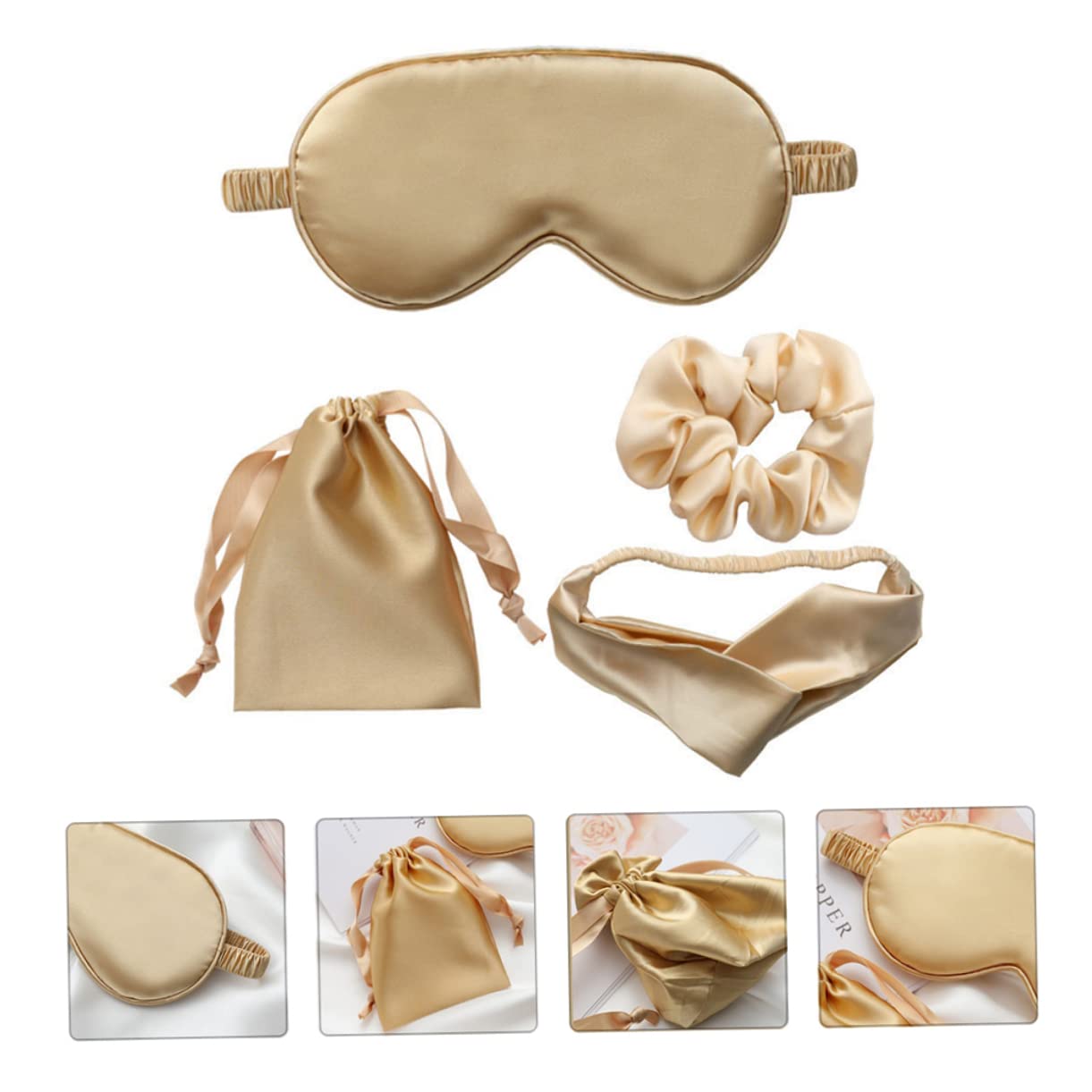 MAGICLULU 3 Set 4 Pezzi Maschera Per Dormire Maschera Per Occhi Fascia Per Borsa Portaoggetti Pratico Kit Benda Per Dormire