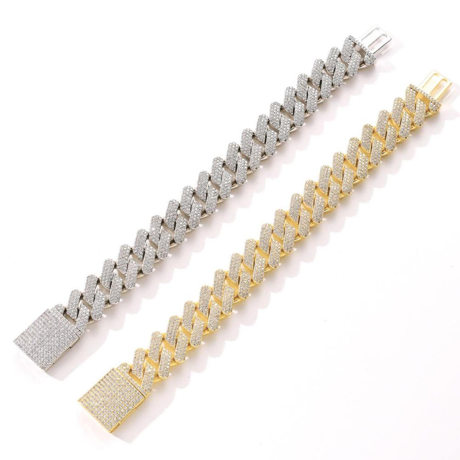 zxcs Braccialetto Catene ghiacciato da 20 mm per Gli Uomini di Lusso Miami Micro Pavy Zircon Bracciali Moda Moda Hip Hop Gioielli Roccia-Platinum Plated,9inch