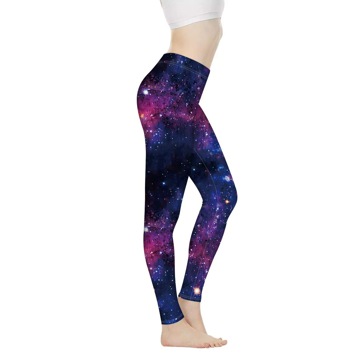 Biyejit Women's Galaxy Stars Pattern Galaxy Stars Legging Yoga Pants For Running Exercise Workout Leggings
