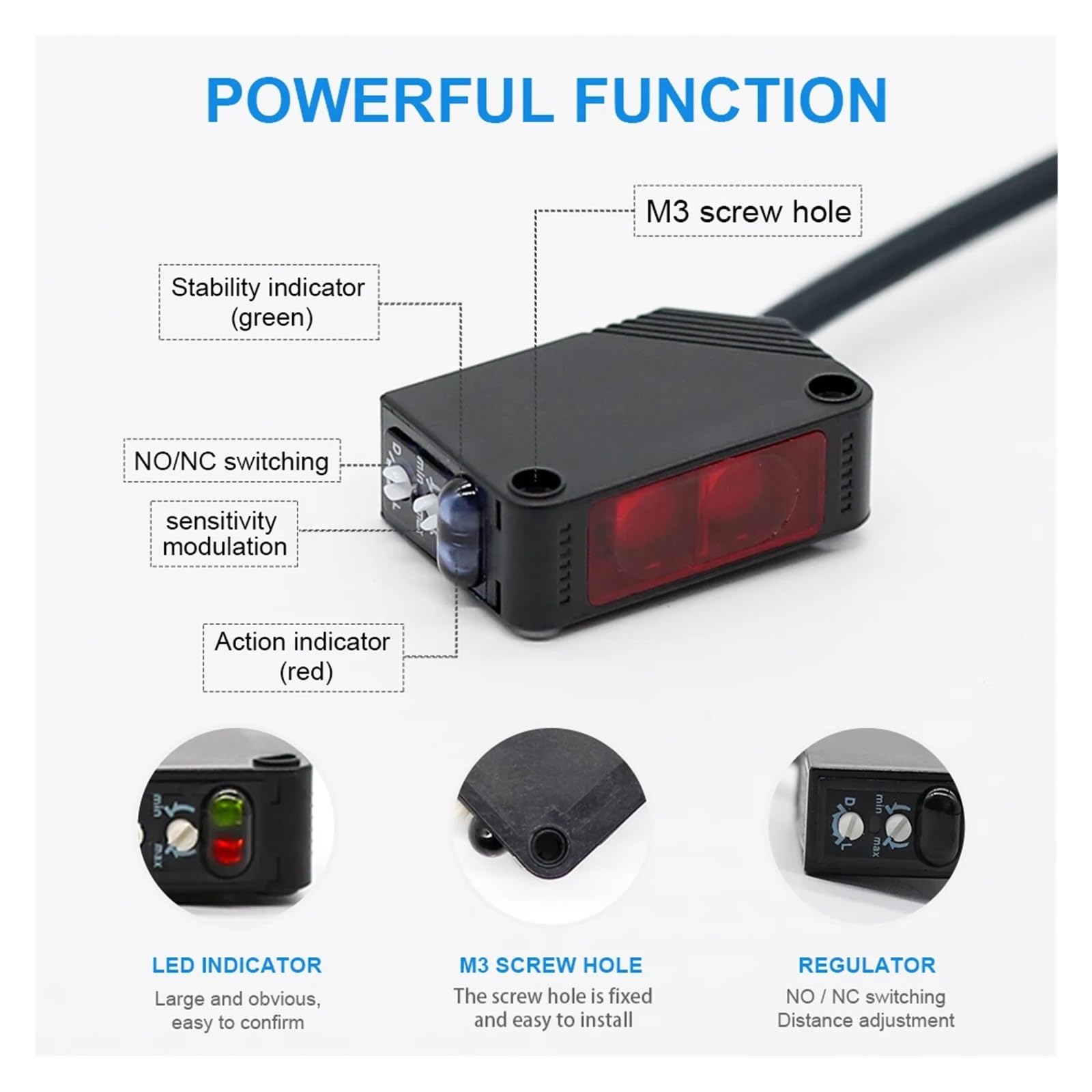 10 cm 80 cm 2 m 5 m Rilevamento del sensore di prossimità fotoelettrico a riflessione diffusa E3Z D61 D81 D62 D82 T61 T81(E3z-d62 Npn,Anti Interference)