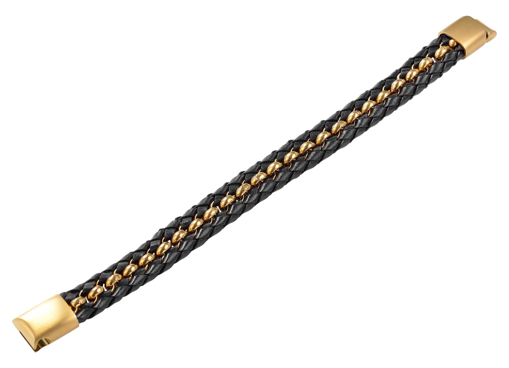 Akzent Evzen 5040310 - Bracciale unisex in ecopelle e acciaio INOX con chiusura magnetica