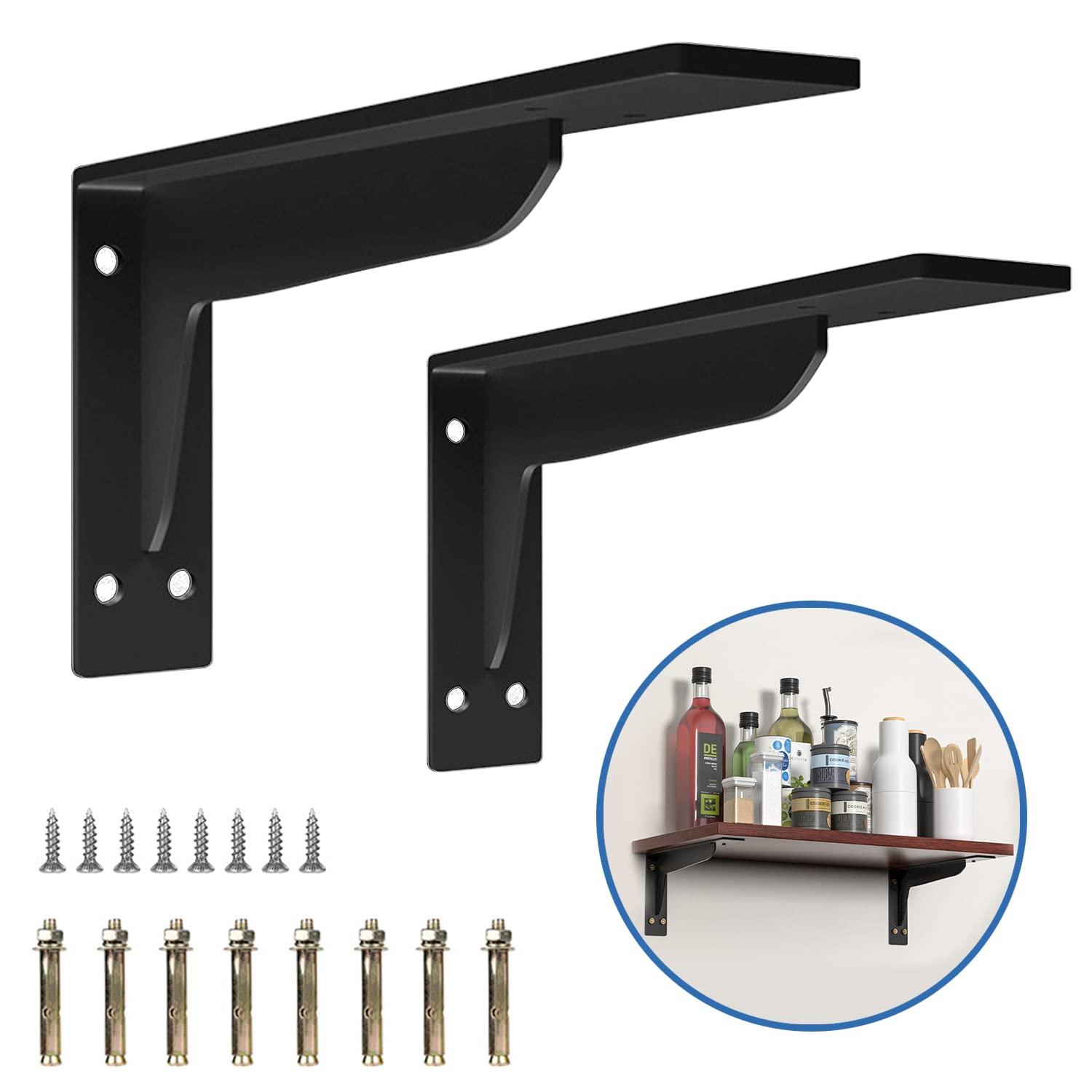 Buy Heavy Duty Shelf Brackets, 12 inches Industrial Steel L Countertop