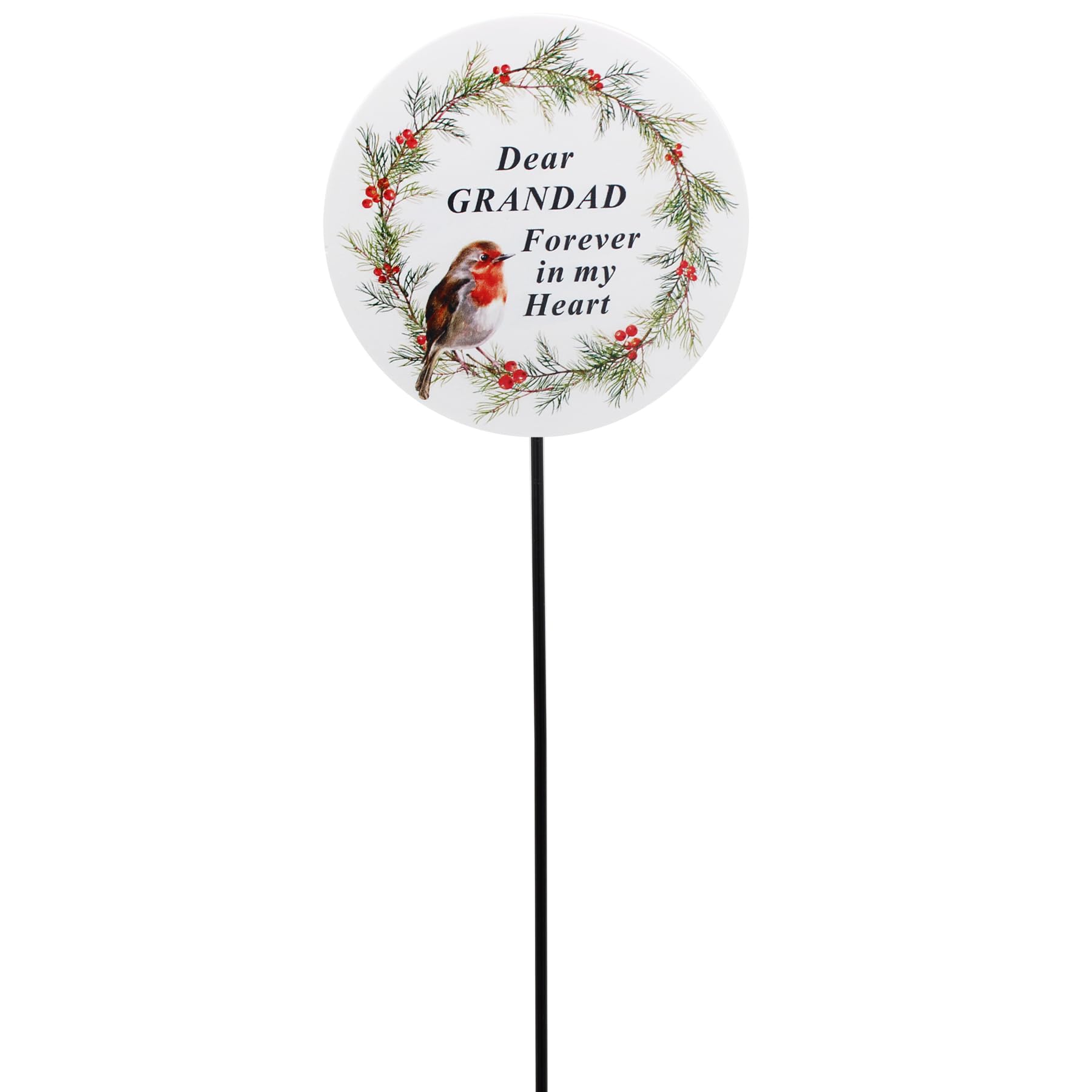 Widdle Gifts Grandad 0233 Graveside Memorial Plaque On A 26Cm Stick With Robin Design And Elegant Wording (Grandad 0233)