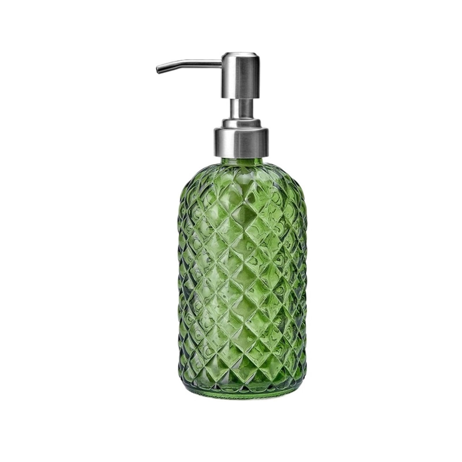 Home Glass Soap Dispenser With Stainless Steel Pump Bathroom Lotion Dispensing Bottle Shower Dispensers(Green)