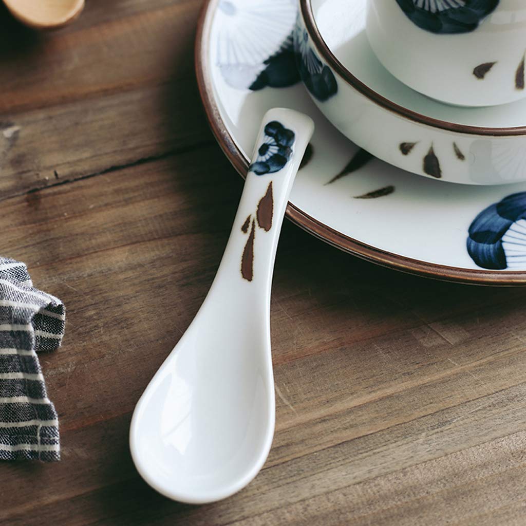 Vajillas de cerámica, vajilla Retro de Porcelana de 24 Piezas para restaurantes y reuniones Familiares. Incluye Platos y Cuencos Pintados en D.