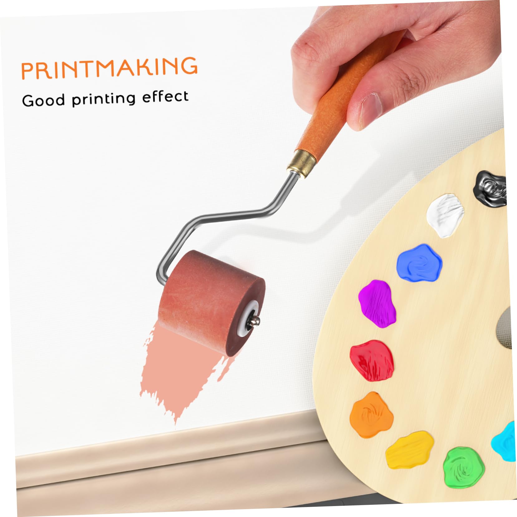 3 Stück Gummiwalze für Druck Druckwalze aus Gummi Holz und Edelstahl 1/2/3cm Rollenbreite für Kunstprojekte