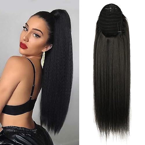 Yaki - Extensión de cola de caballo recta con cordón extensiones de cabello lacio Yaki peluca de cola de caballo recta Yaki extensión de cola de disponible en Yaxa Guatemala