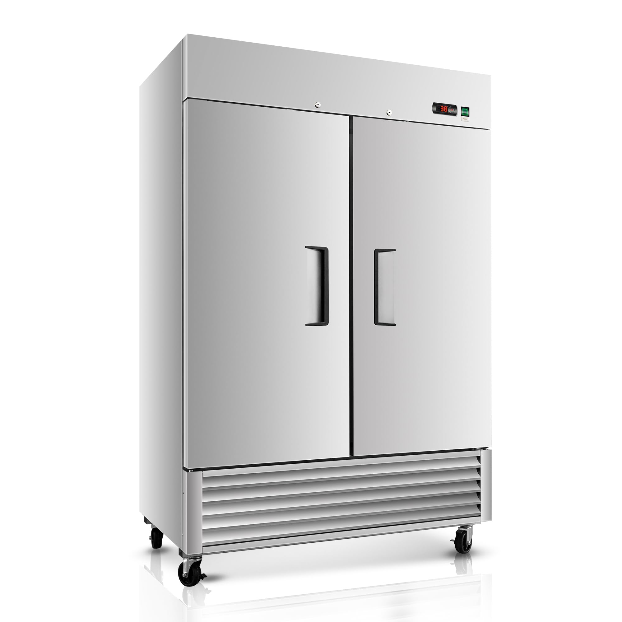 54"W Commercial Refrigerator,49 Cu.ft Commercial Refrigerator with 2 Stainless Steel Solid Door ,ETL Upright Freeze Storage w/ 6 Adjustable Shelves,Auto Defrost,for Restaurant,Bar,Shop,Silver