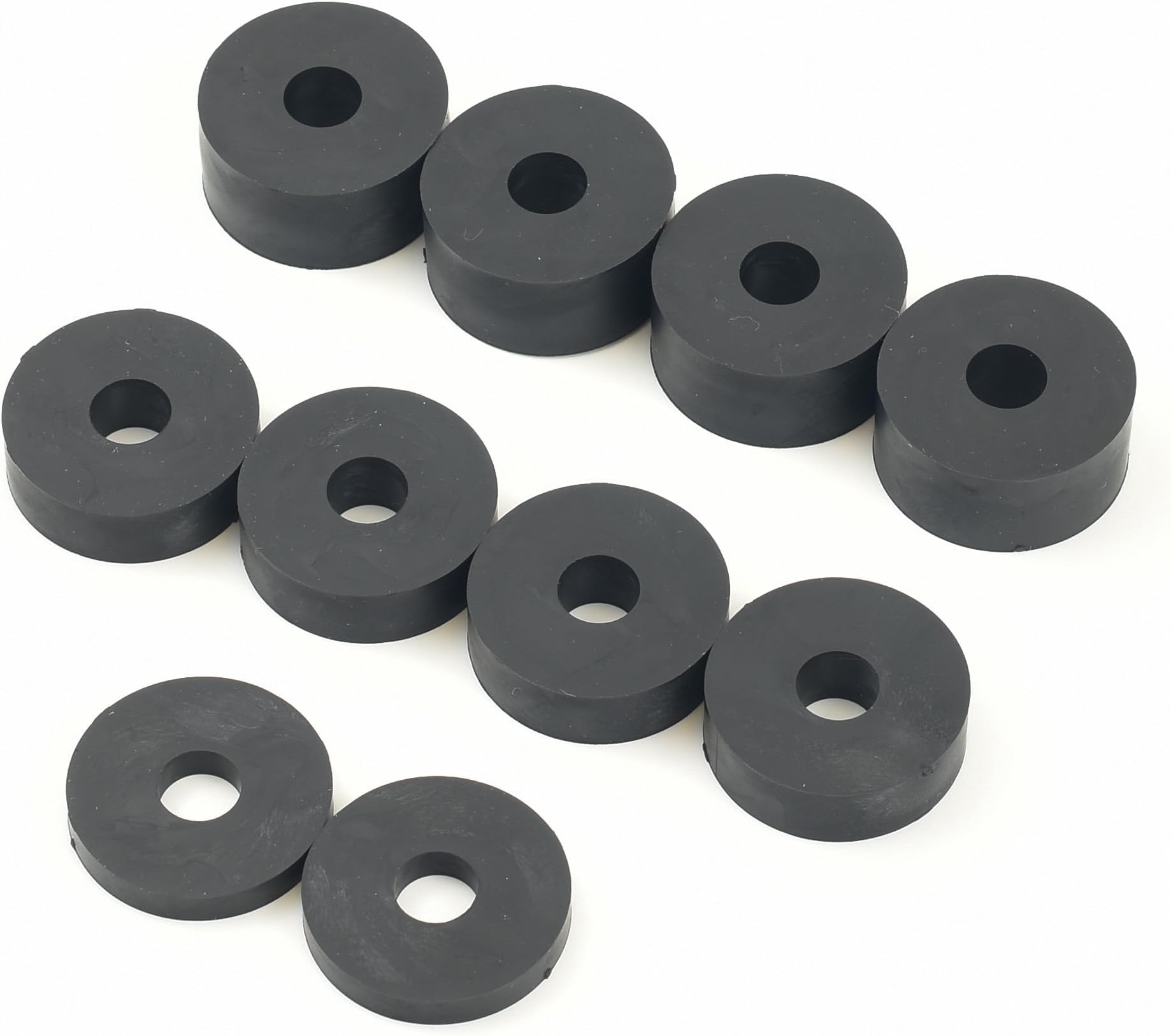 10mm (M10) MEDIUM Rubber Spacers/Standoff Washers (32mm diameter) Shore A 69 (10 Pack) 4 x 15mm, 4 x 10mm, 2 x 5mmm – Black