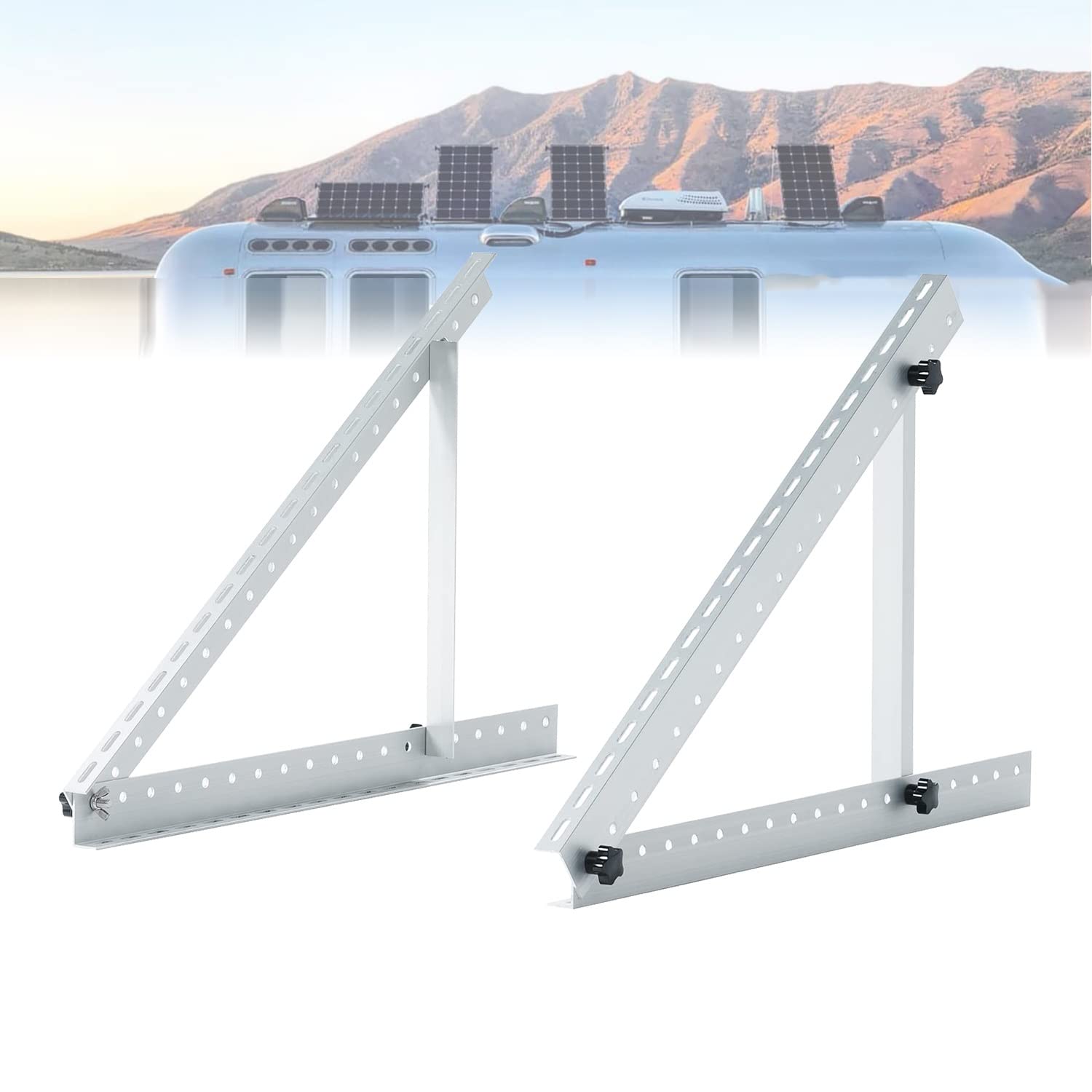 Staffe di Montaggio inclinabili Regolabili per Pannello Solare Kit di Montaggio su palo per Pannello Solare da 22 Pollici Supporto Fino a 100 Watt Pannello Solare per Barca, Camper