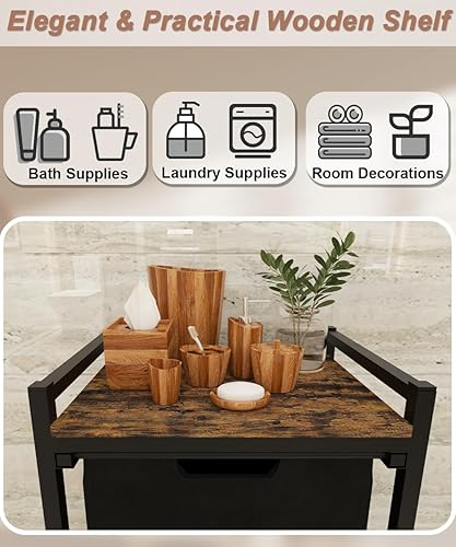 Miniatura 3 de Waaliji Cesta de lavandería grande de 12 x 2 galones con 2 bolsas clasificadoras extraíbles y extraíbles, organizador de ropa independiente para