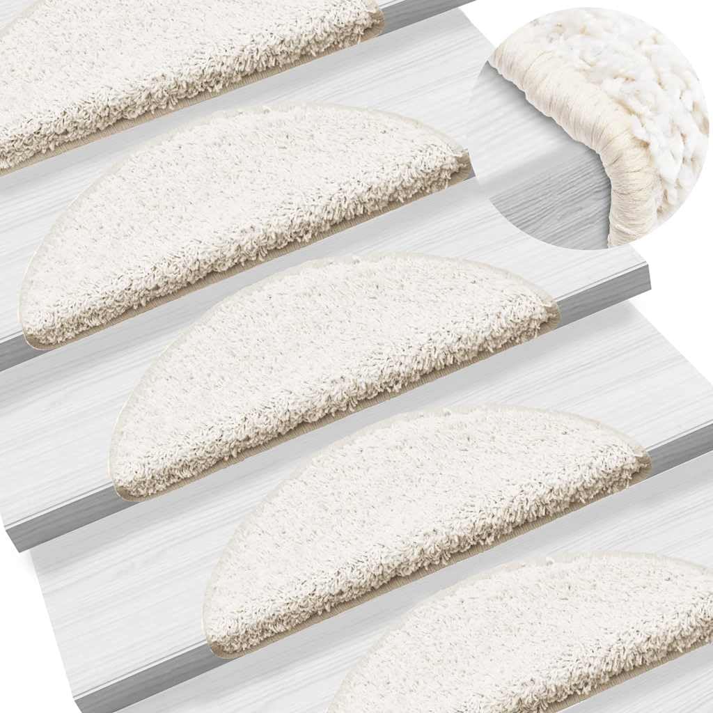 vidaXL Tapis d'escalier 15 pièces 56 x 17 x 3 cm Blanc Demi-Rond