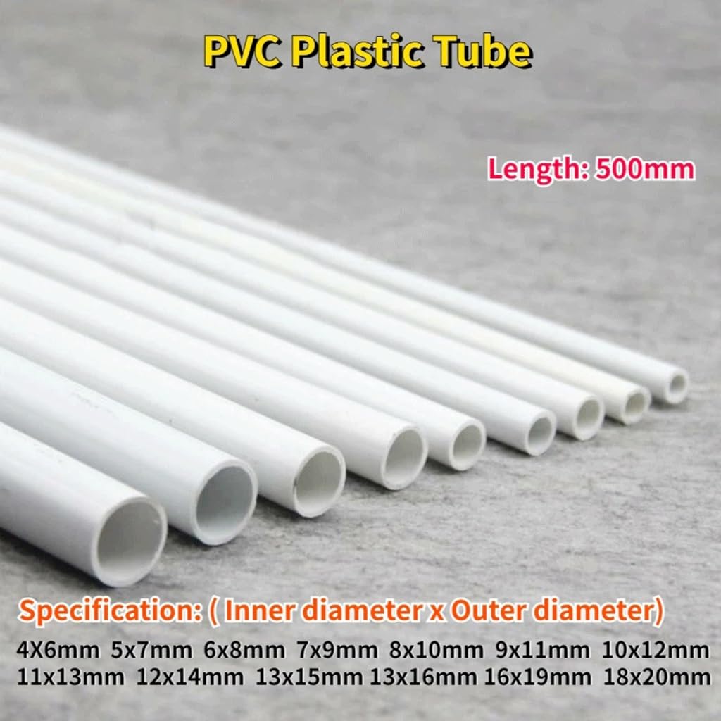 Tubo de PVC blanco 500 mm longitud, 2 unidades(5x7mm 2pcs)