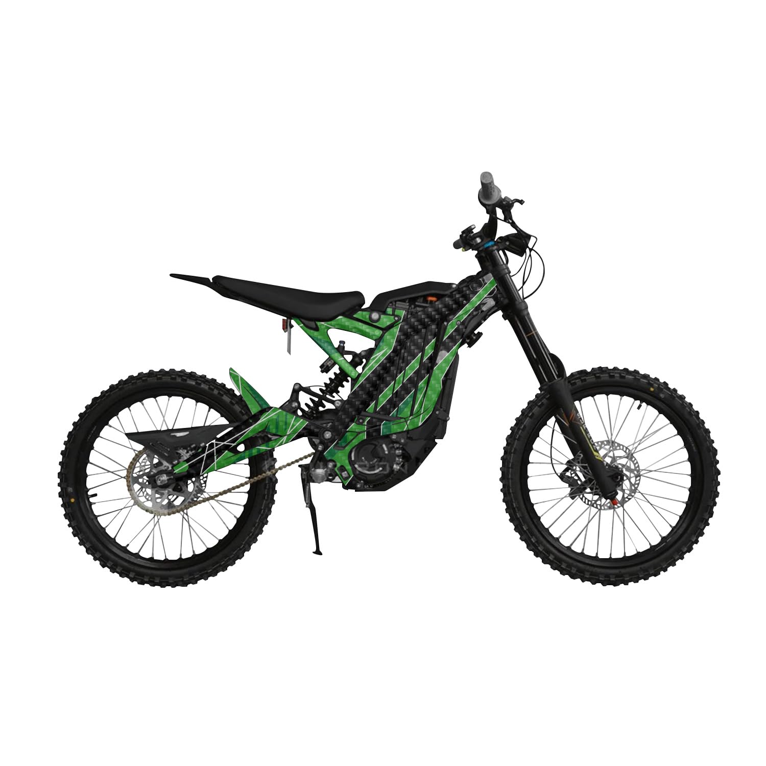 Carbon Fiber Surron Light Bee Graphics Kit Wrap - Racing Chaos Green - Sur-Ron Skin - Premium 3M Vinyl Protective Wrap Decal Cover - Easy to Apply | Crafted in The USA by MightySkins