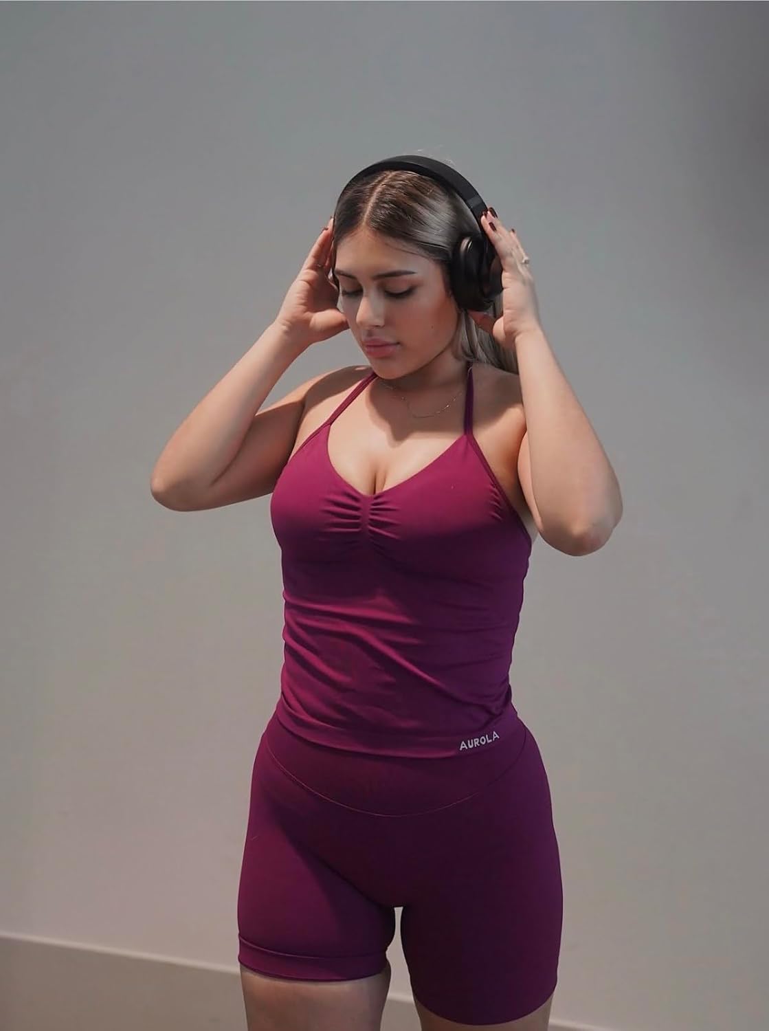 AUROLA Women's Influence Longline Strappy Halter Workout Tank Top - Image 2