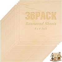 Vista 1 de Paquete de 36 hojas de madera contrachapada de tilo de 1/8 pulgadas, tableros de madera sin terminar para manualidades para proyectos láser