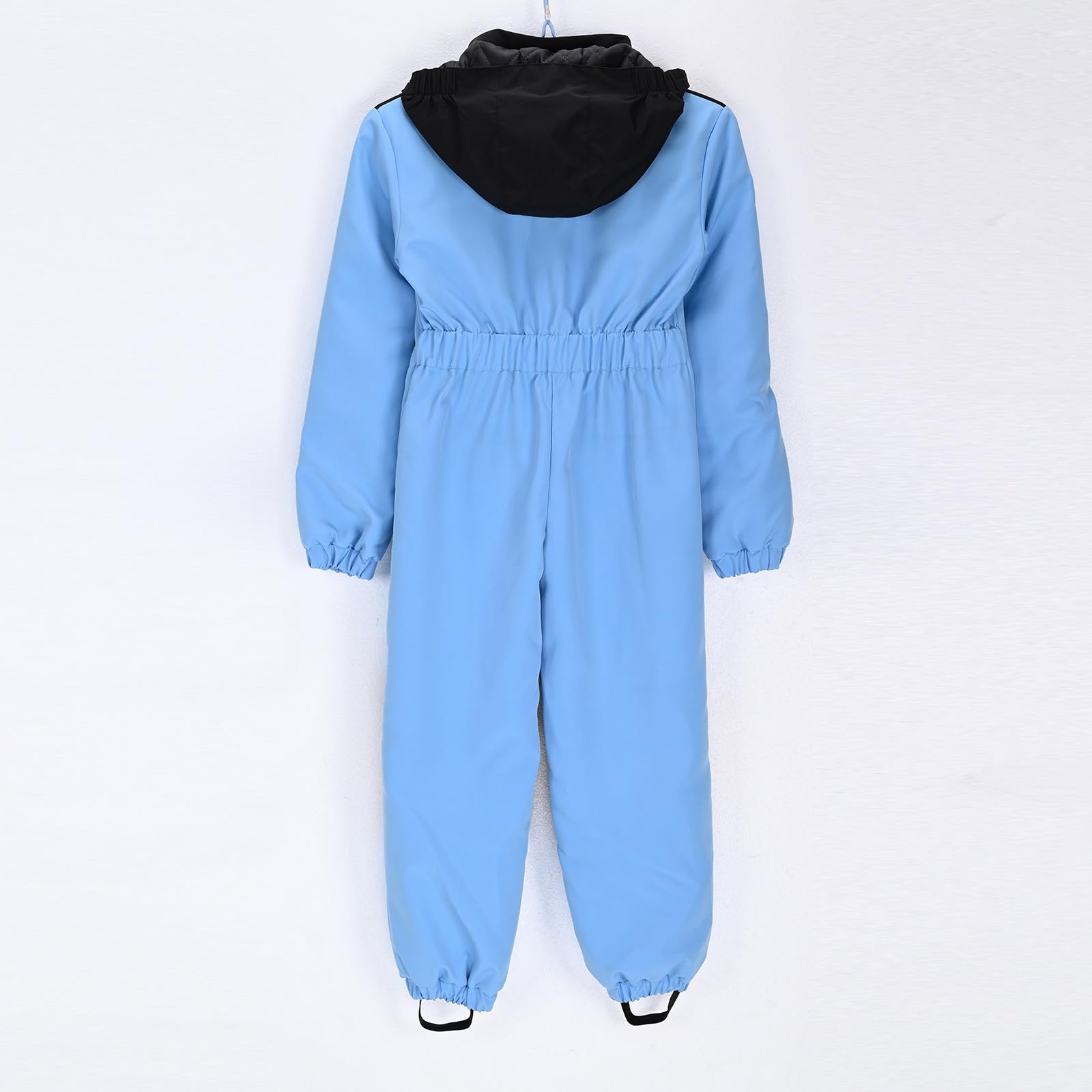 Combinaison de neige imperméable pour enfants et adolescents - Veste coupe-vent en polaire rembourrée - Couleurs contrastées - Avec fermeture éclair - Poignets pour les mains et les pieds