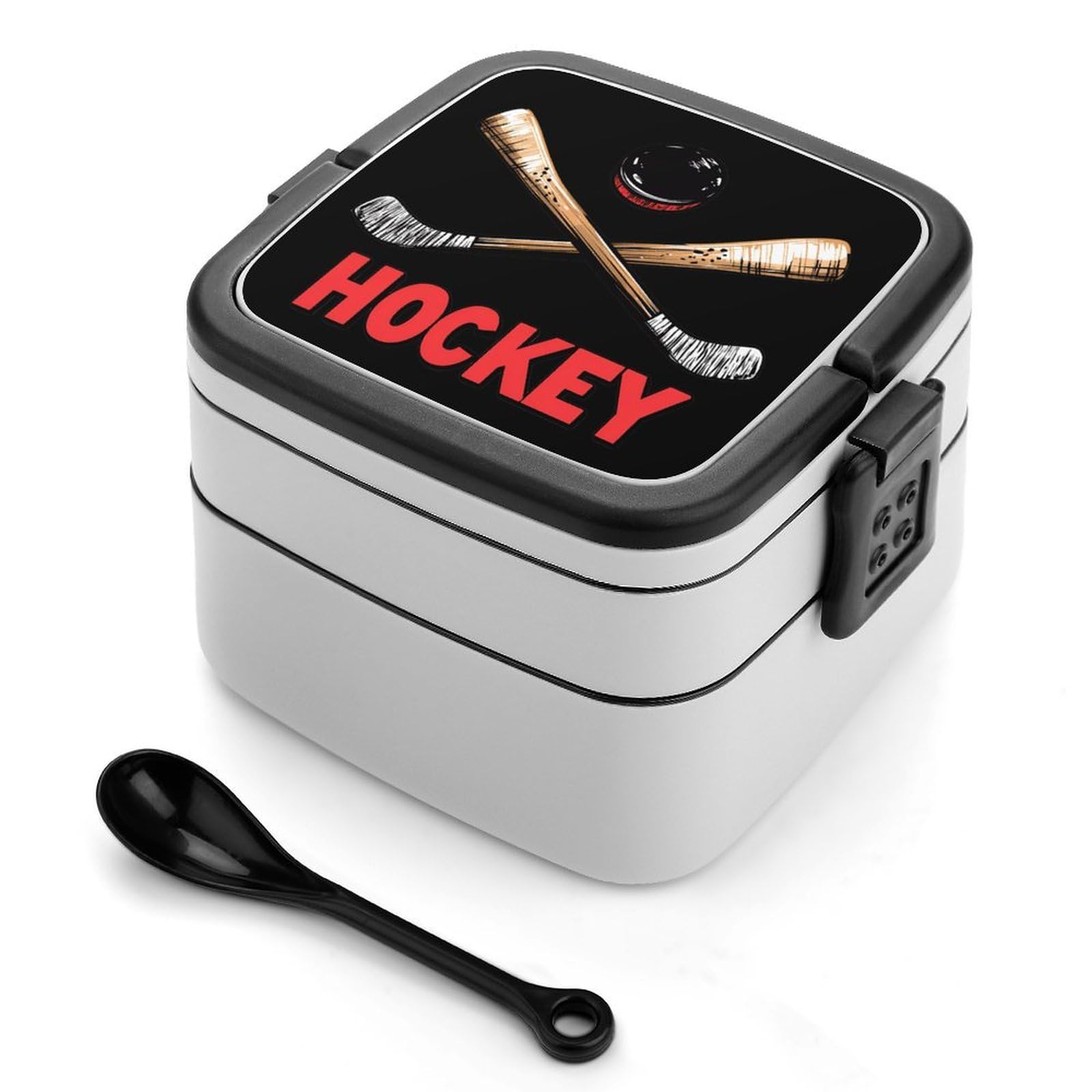 CGSBNGHA Ice Hockey Bento Lunch Box 2 Layer Lunchbox Food Container for Adults Office