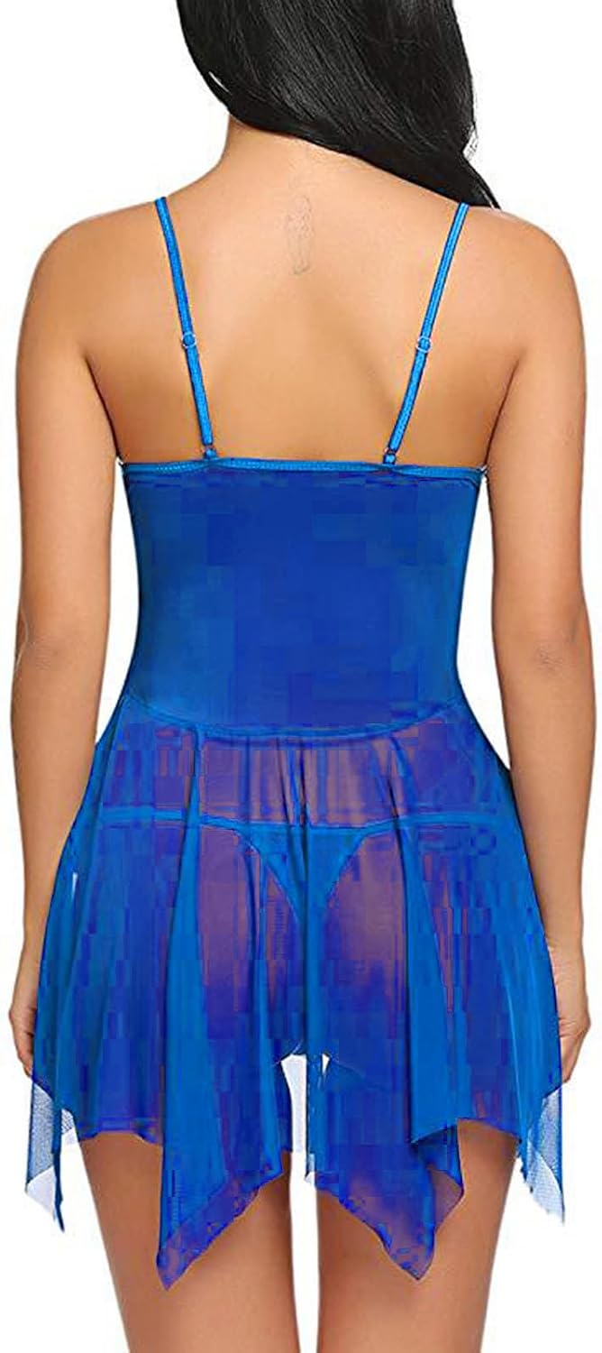 Women's Lace Solid Nightgown Nightshirt Mesh