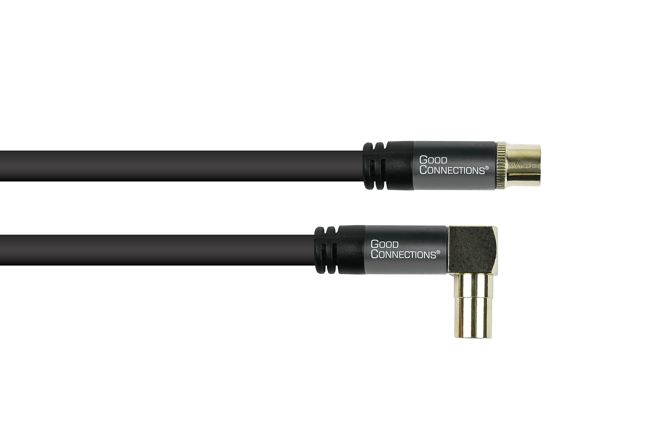 Good Connections GC-M2073 SmartFLEX TV kątowy kabel antenowy, 2 m, wtyczka IEC/koncentryczna, kątowy do gniazda, 4-krotnie ekranowany/120 dB/75 omów, pozłacane złącza, czarny
