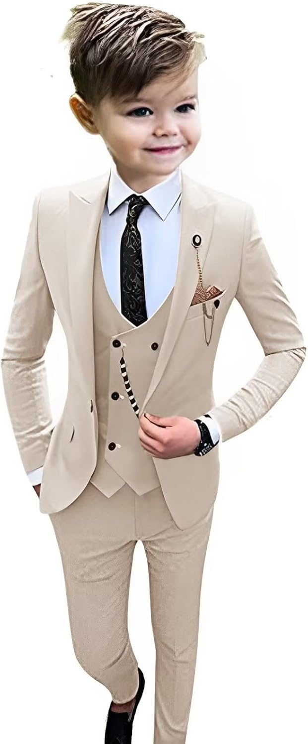 Boys Suits Formal Wedding 3 Piece Jacket Pants Vest Kids Clothes Party Dress Child Blazer Set
